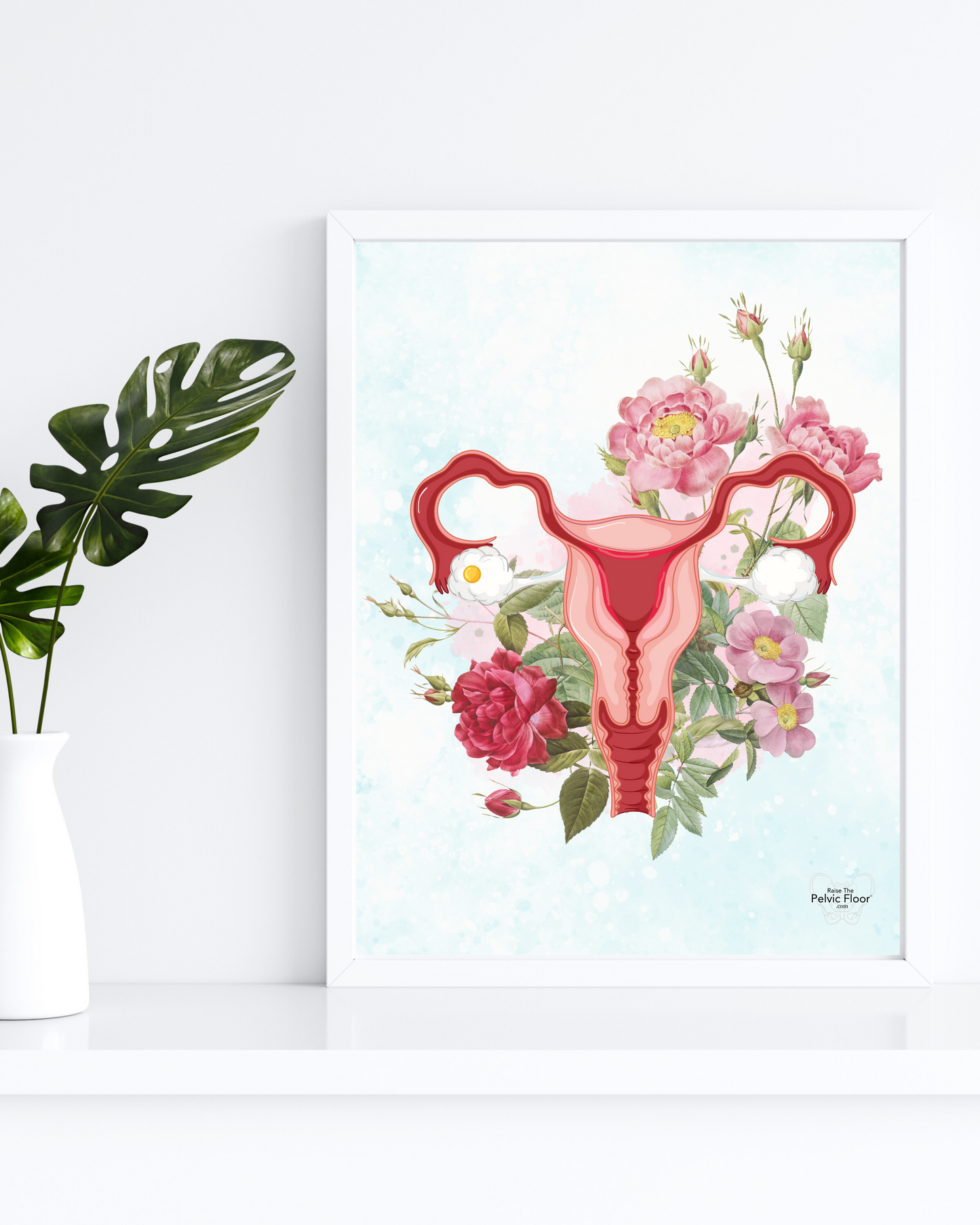 Digital- Uterus & Flower Art | Empowering Pelvic Health Feminine Decor | Pelvic Floor Physical Therapy Feminist Wall Art