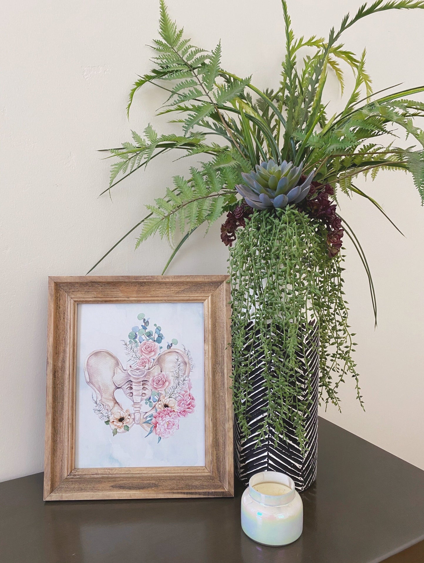 Pelvis Anatomy Peony/Eucalyptus Art