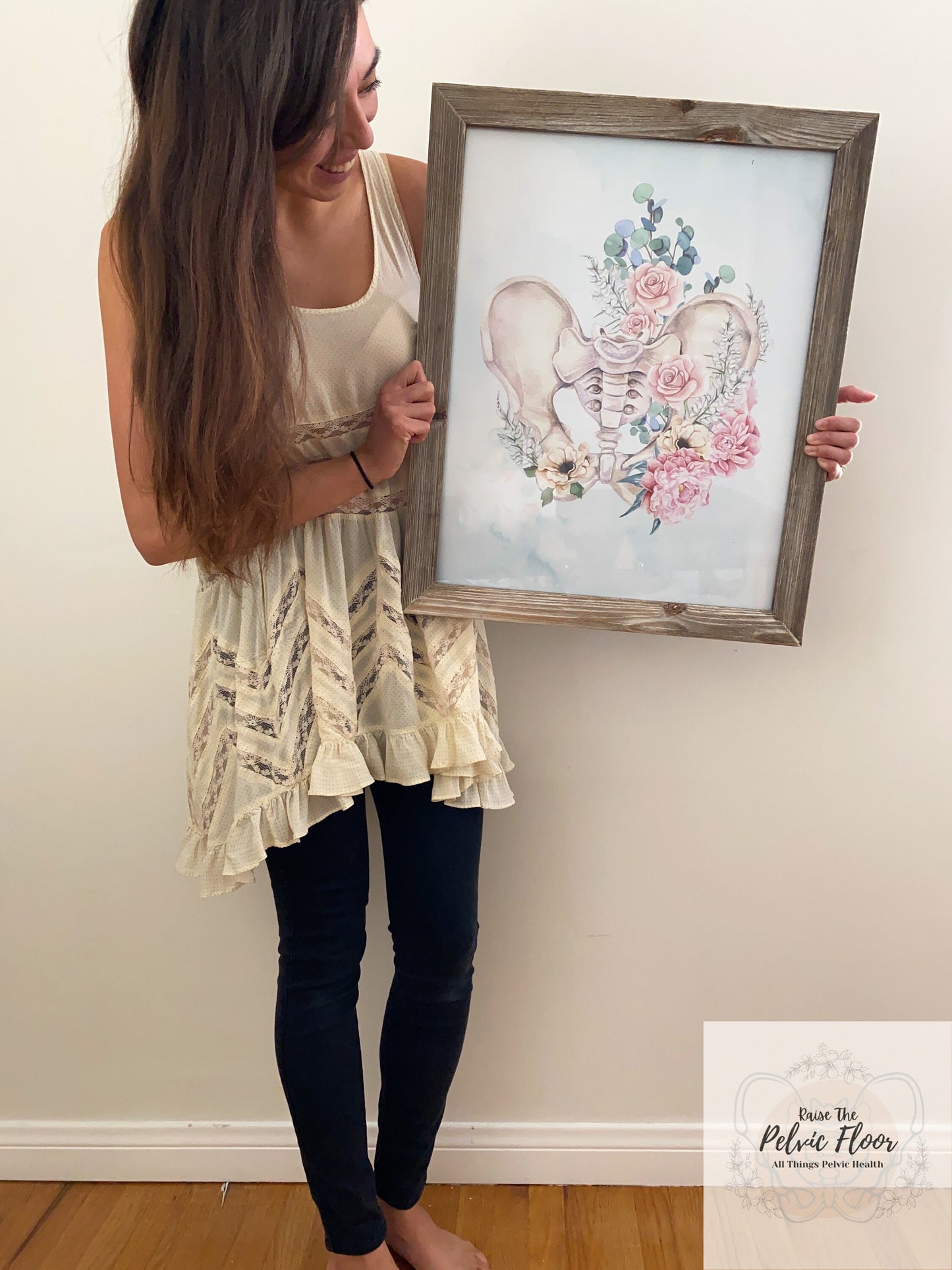 Pelvis Anatomy Peony/Eucalyptus Art