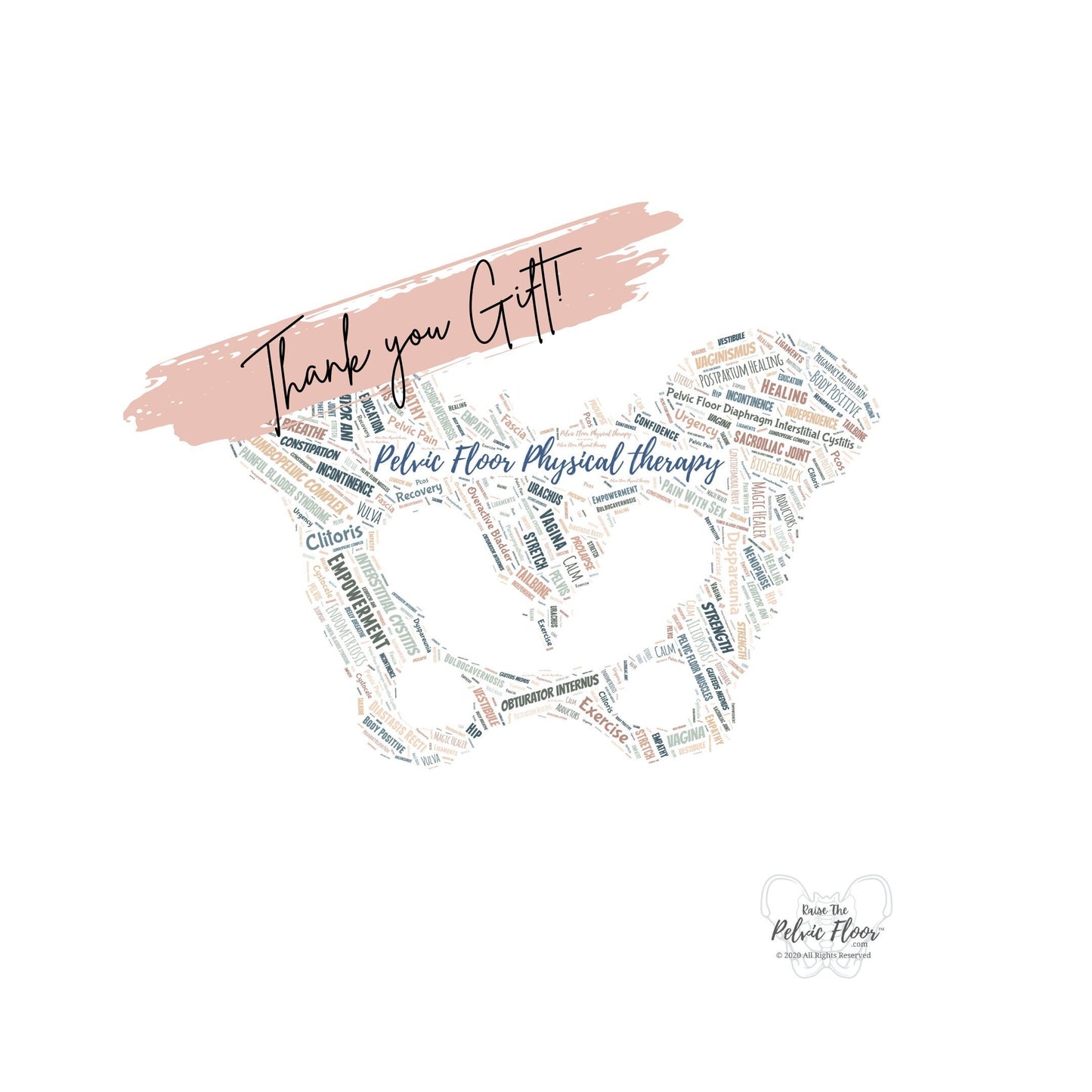 Pelvic Floor Physical Therapy Pelvis Word Cloud | Thank You Gift Art Print