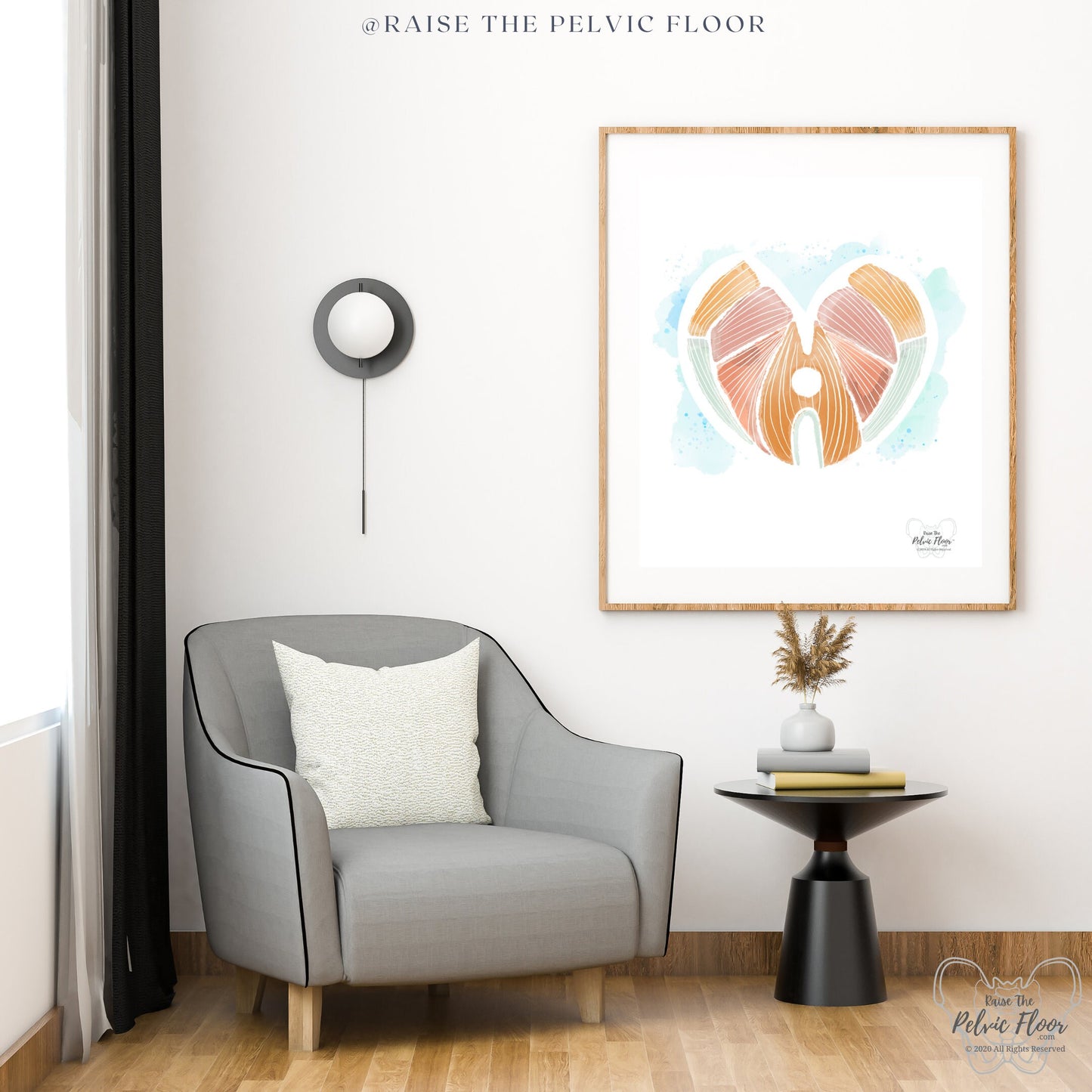 Pelvic Floor Muscle Heart Abstract Art Watercolor | Thank you gift Pelvic floor Physical Therapist, OBGYN, Chiropractor, Doula, Occupational