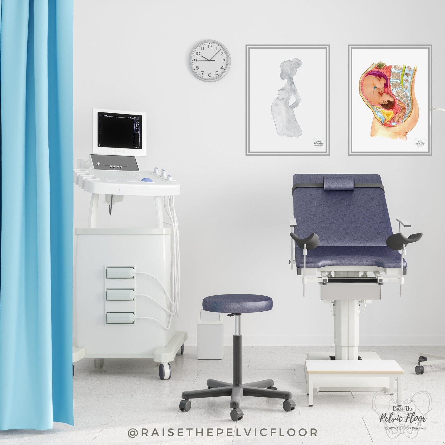 Watercolor Pregnancy Art! Minimalist design of a baby bump | Wall print for OBGYN, Medical Office, Pelvic floor therapy, RN, chiropractor
