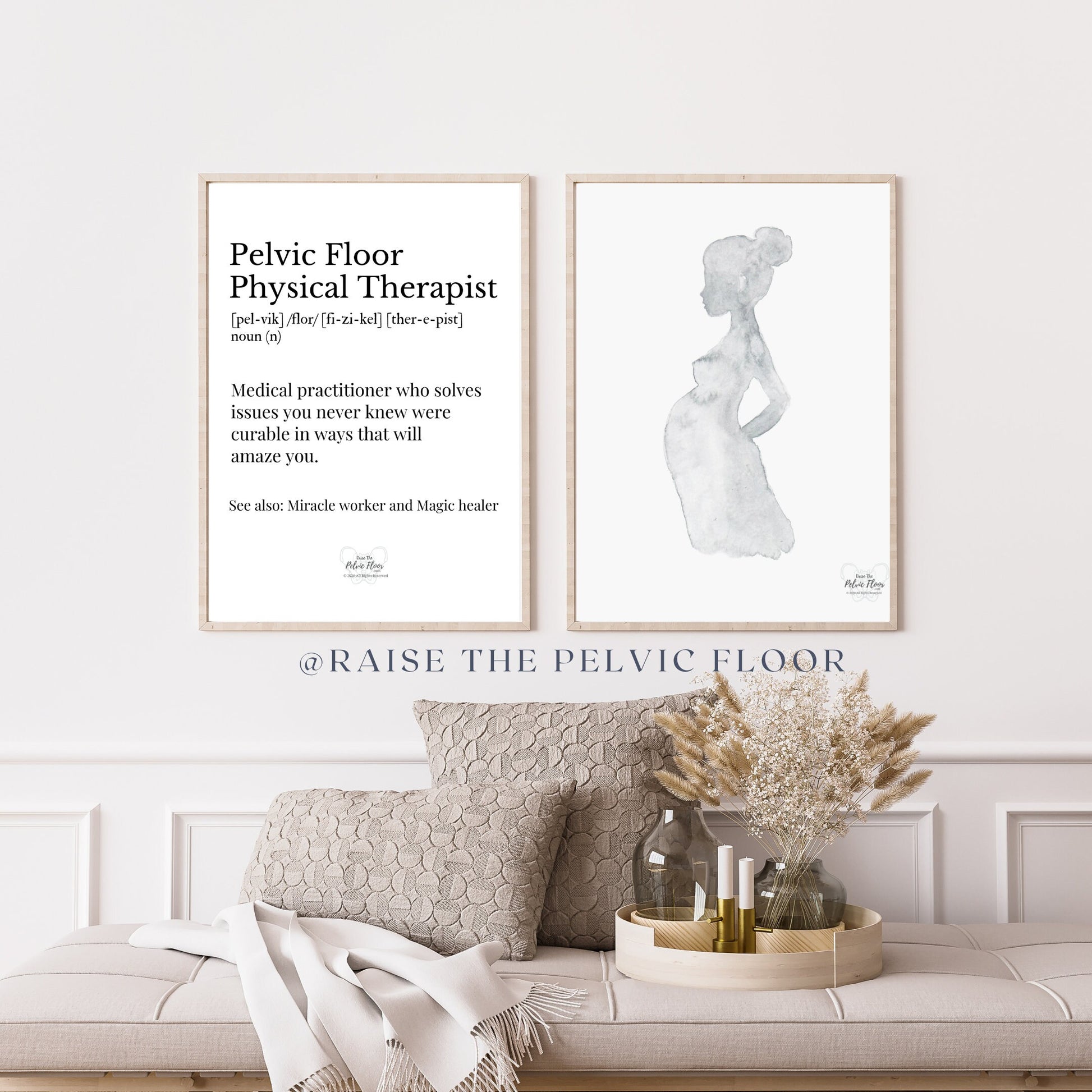 Watercolor Pregnancy Art! Minimalist design of a baby bump | Wall print for OBGYN, Medical Office, Pelvic floor therapy, RN, chiropractor