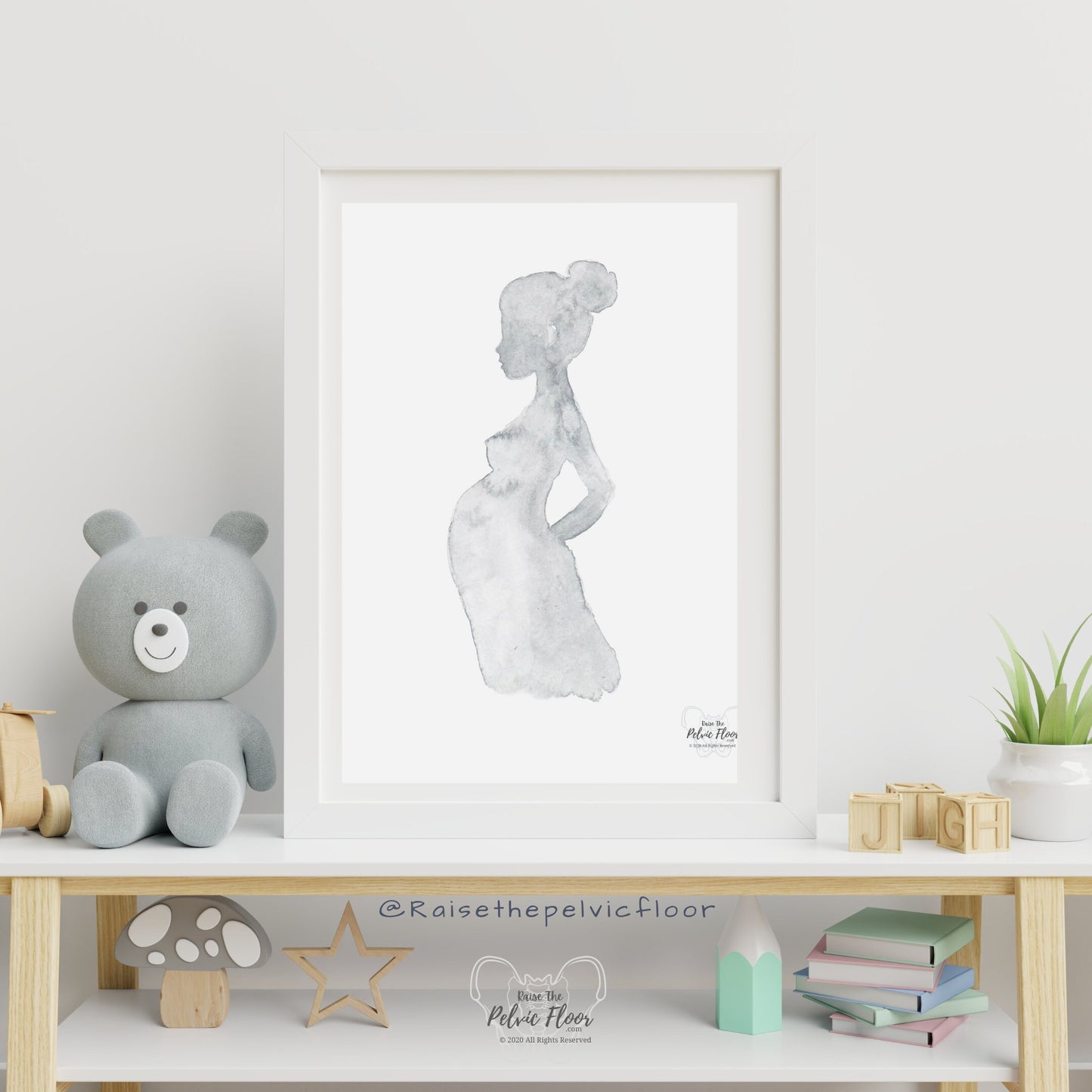Pregnant Watercolor Art | Simple Maternity Outline Poster | Baby Shower, doula, Pelvic Floor Therapist, Chiropractor * Digital Download*