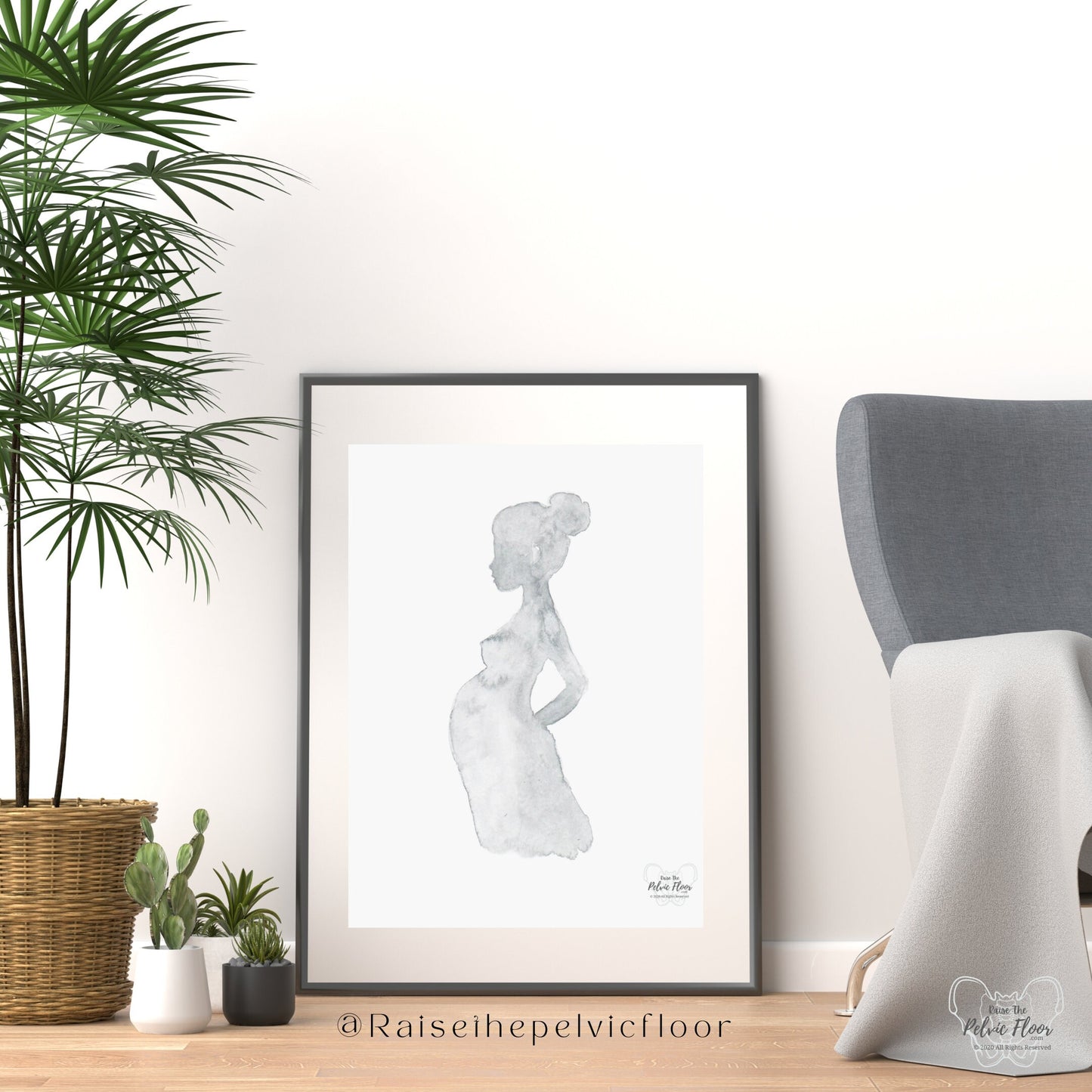 Pregnant Watercolor Art | Simple Maternity Outline Poster | Baby Shower, doula, Pelvic Floor Therapist, Chiropractor * Digital Download*