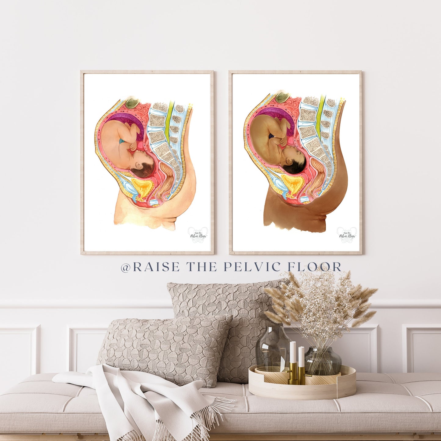 Dark Skin Pregnancy Art Medical Office Decor | Cultural diversity| Pelvic Floor, Baby | Physical Therapist, OBGYN, RN Doula, Midwife