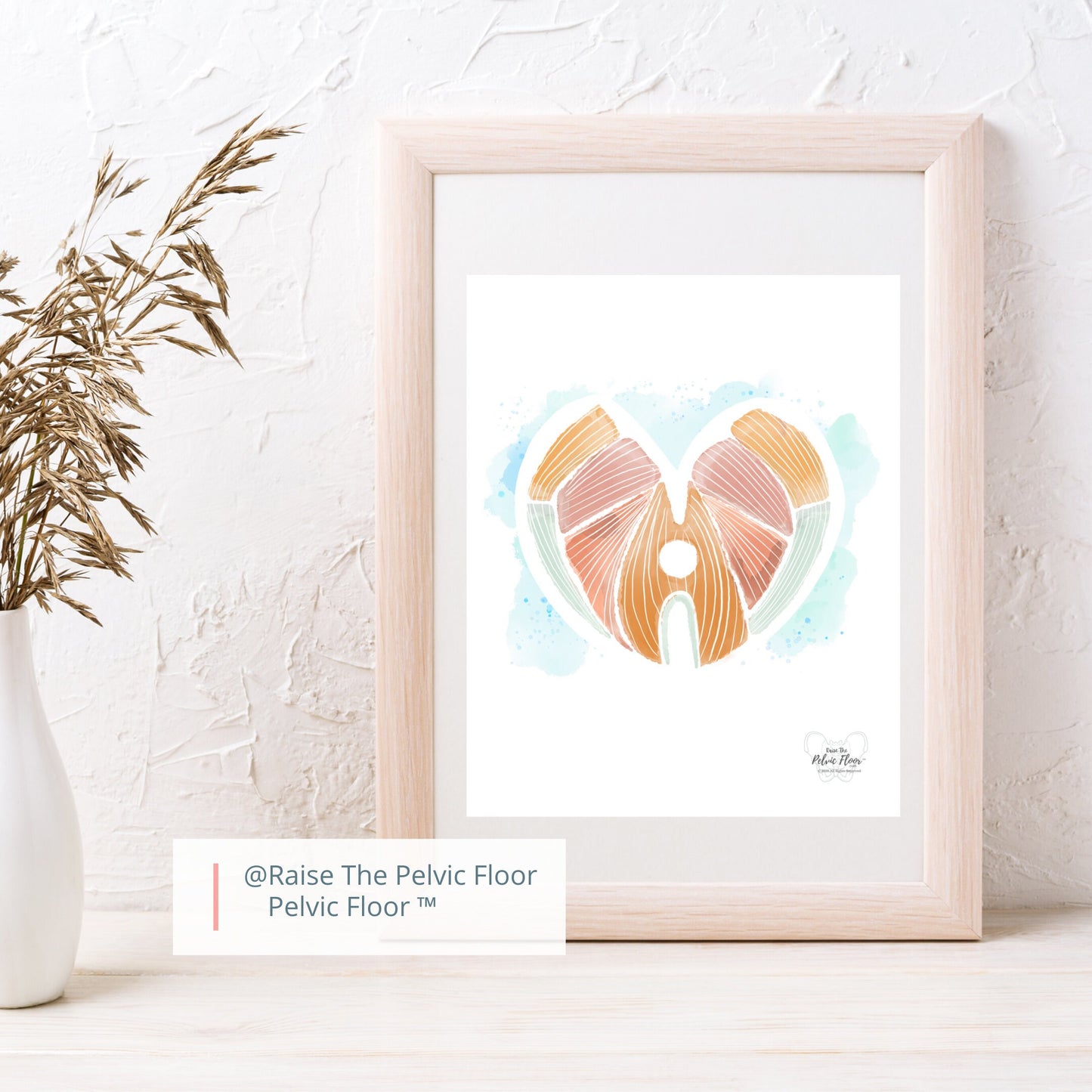 Pelvic Floor Muscle Heart Abstract Art Watercolor | Thank you gift Pelvic floor Physical Therapist, OBGYN, Chiropractor, Doula, Occupational