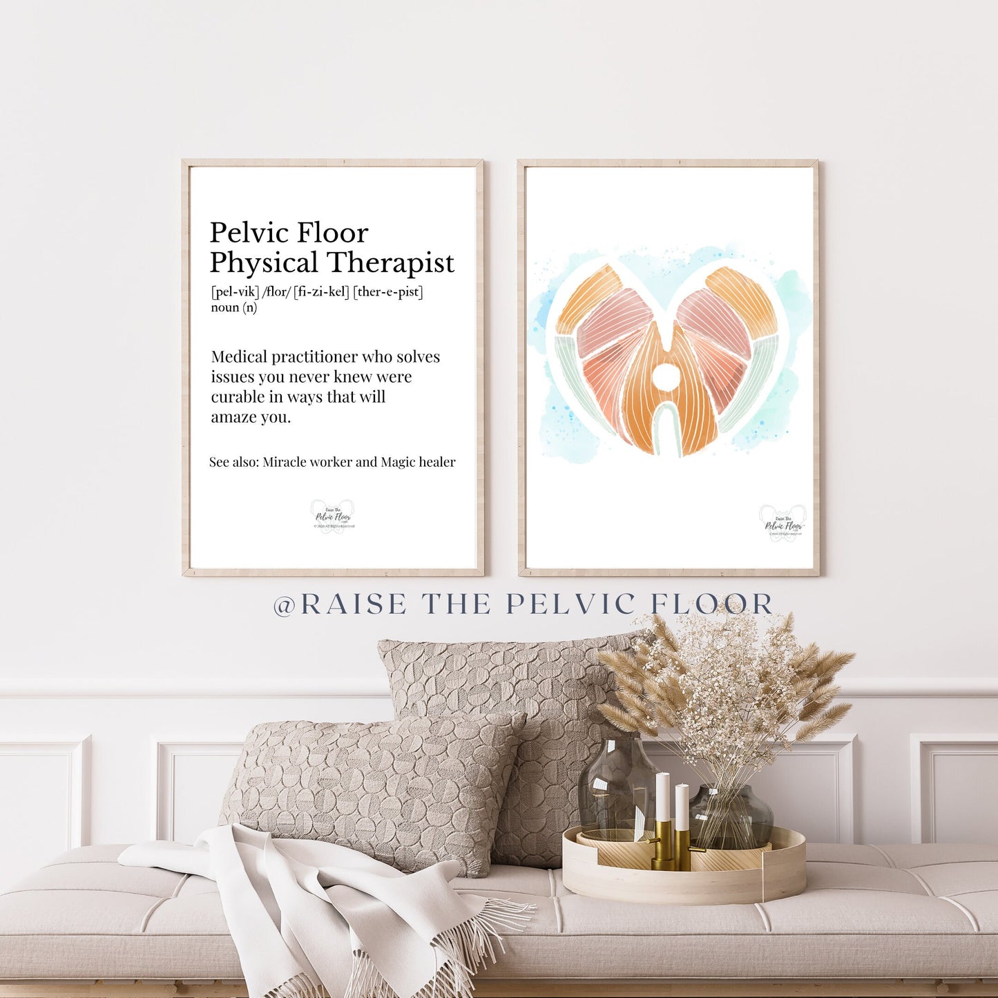 Pelvic Floor Muscle Heart Abstract Art Watercolor | Thank you gift Pelvic floor Physical Therapist, OBGYN, Chiropractor, Doula, Occupational