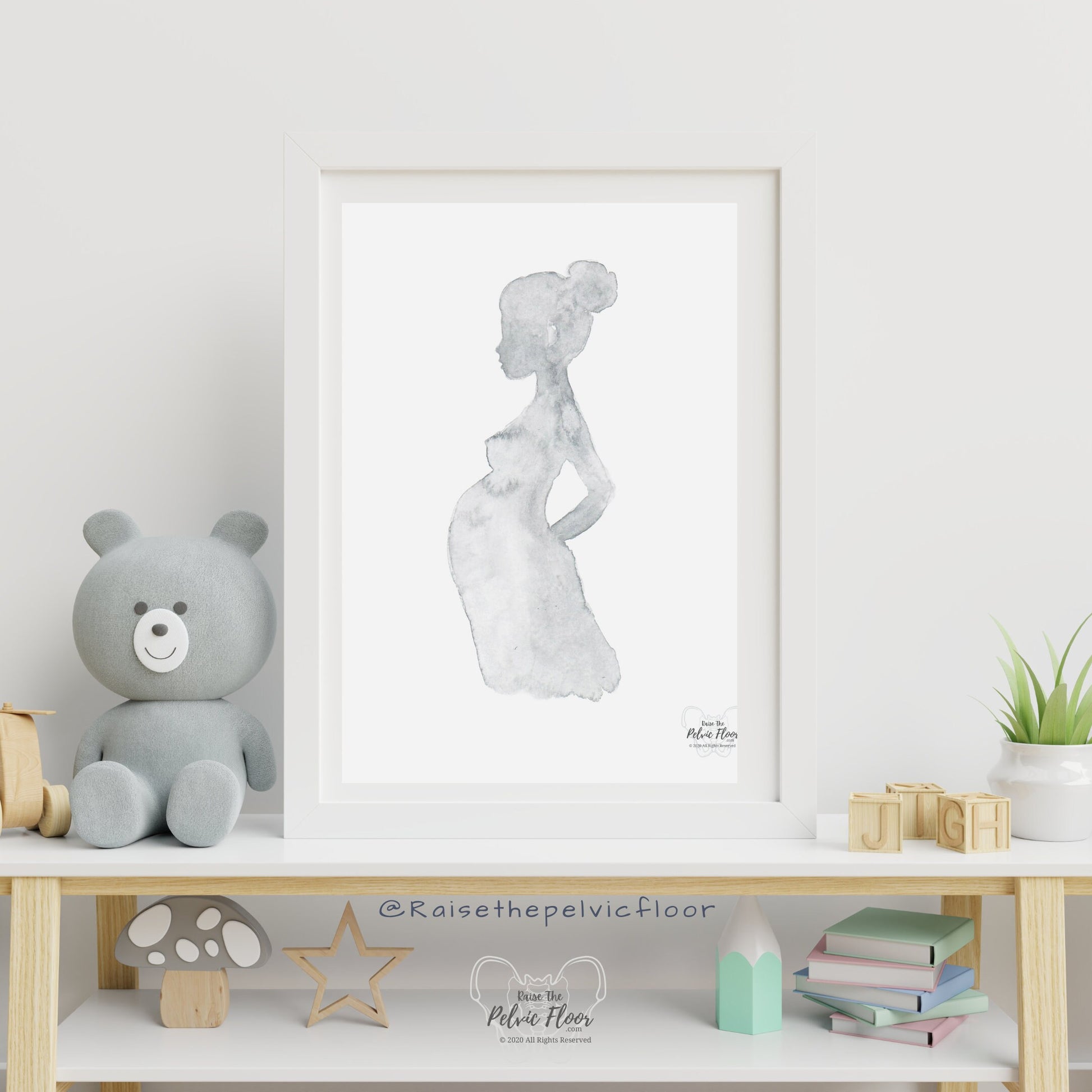 Watercolor Pregnancy Art! Minimalist design of a baby bump | Wall print for OBGYN, Medical Office, Pelvic floor therapy, RN, chiropractor