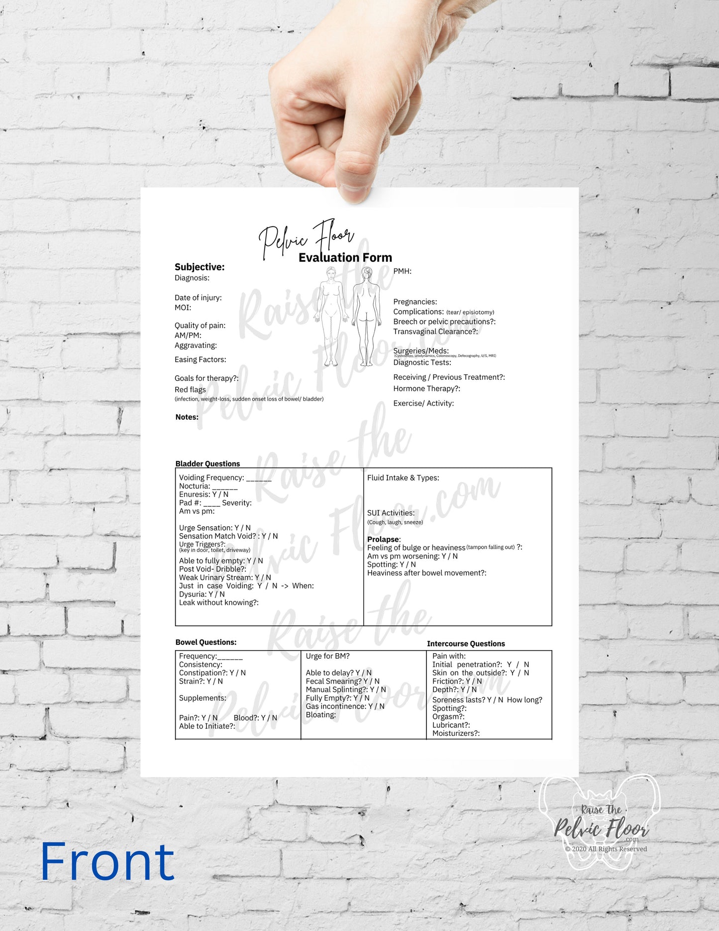 Pelvic Floor Evaluation Form Template | * DIGITAL DOWNLOAD*| Subjective & Objective Guide for Pelvic Health | Kegel Muscle, Pregnancy, Bowel