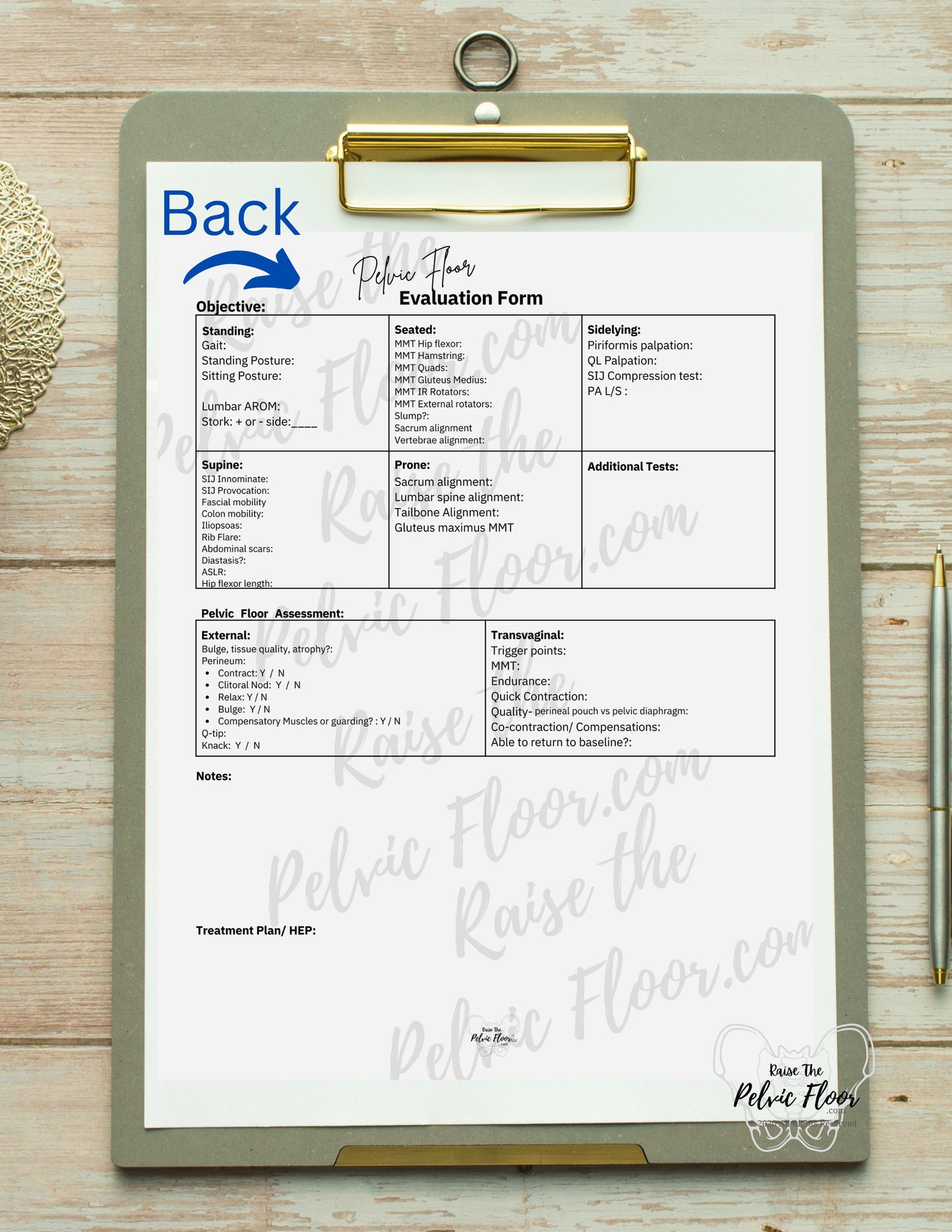 Pelvic Floor Evaluation Form Template | * DIGITAL DOWNLOAD*| Subjective & Objective Guide for Pelvic Health | Kegel Muscle, Pregnancy, Bowel