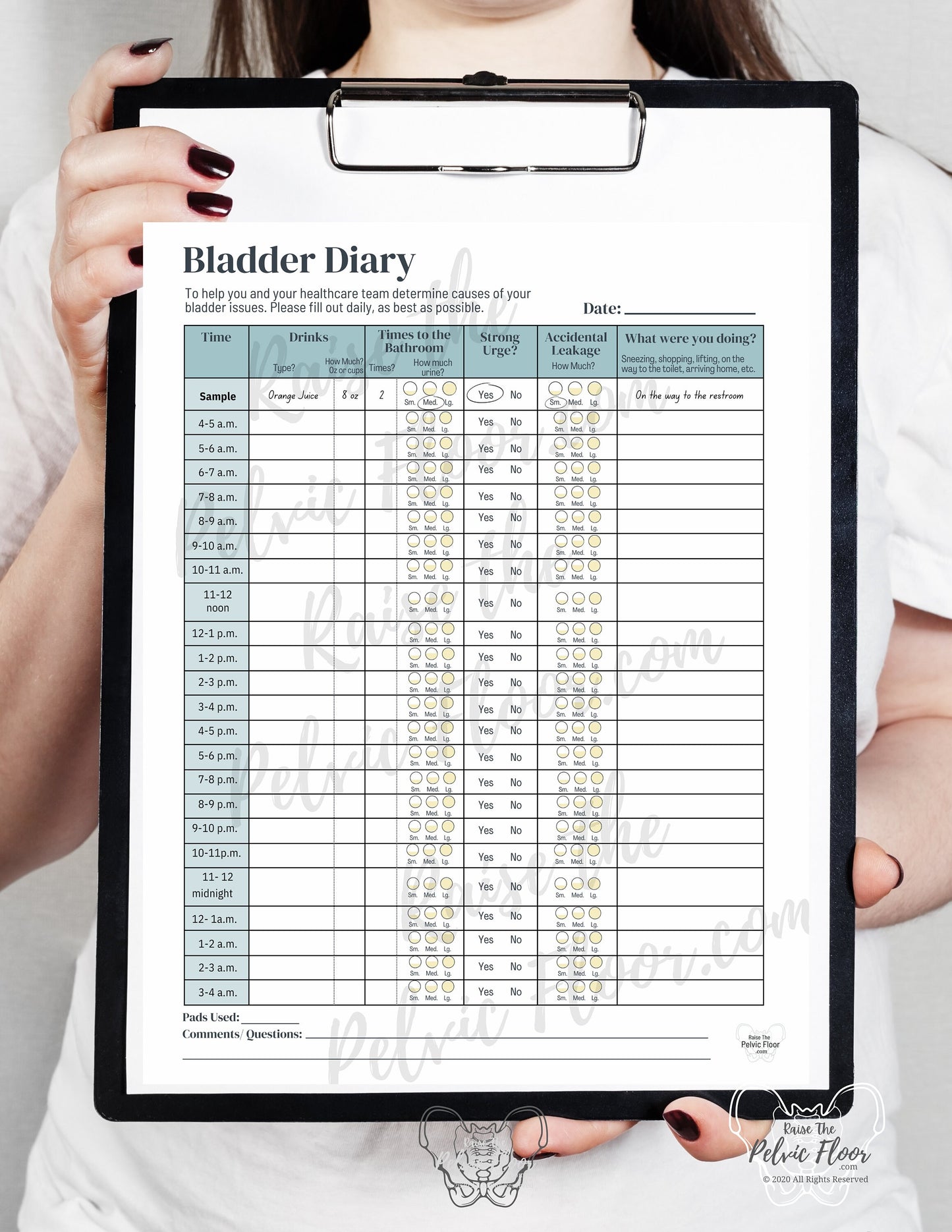 Bladder Diary Handout *DIGITAL DOWNLOAD* | Bladder Void Log Track | Patient flyer- tool for bladder leakage, irritants, timed voids