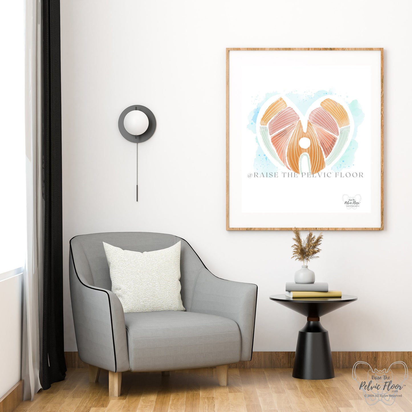Pelvic Floor Art Abstract Watercolor DIGITAL DOWNLOAD* | Kegel Muscle Heart Shape Decor for Pelvic Health Practice