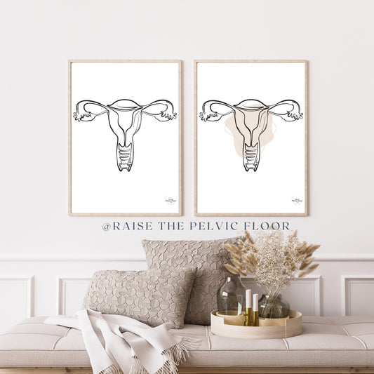 Uterus Art *Digital Download* Abstract uterus, Line art, Pelvic Floor Art, Medical Wall Art, Pelvic floor therapy, Reproductive, Ovary