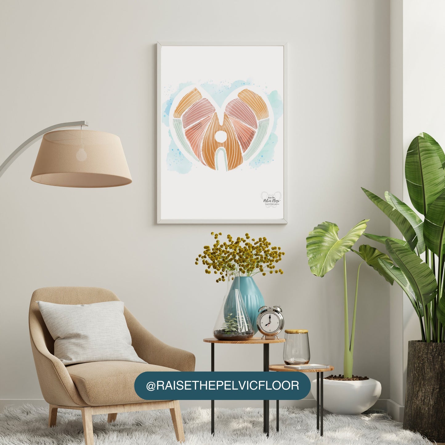 Pelvic Floor Art Abstract Watercolor DIGITAL DOWNLOAD* | Kegel Muscle Heart Shape Decor for Pelvic Health Practice