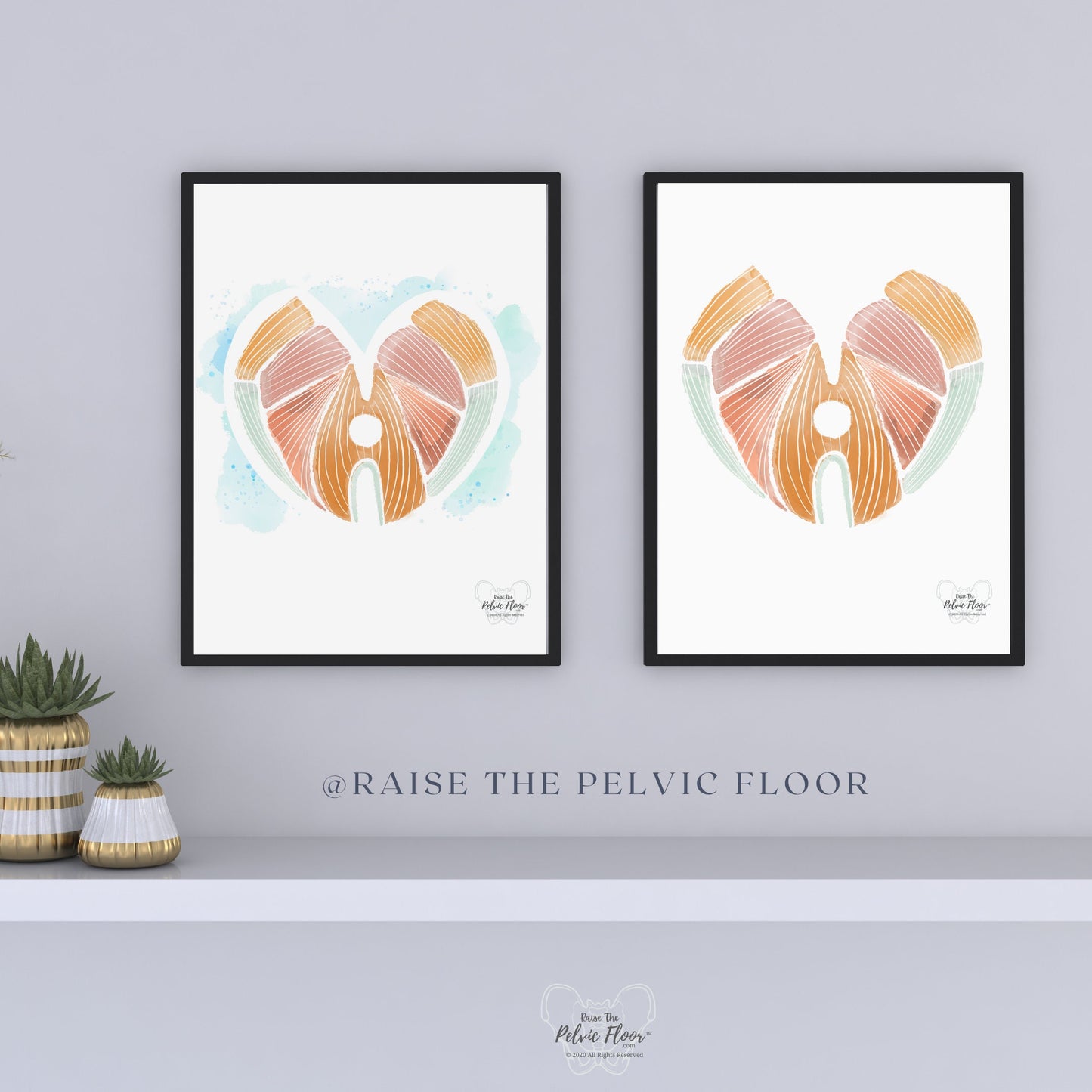 Pelvic Floor Art Abstract Watercolor DIGITAL DOWNLOAD* | Kegel Muscle Heart Shape Decor for Pelvic Health Practice