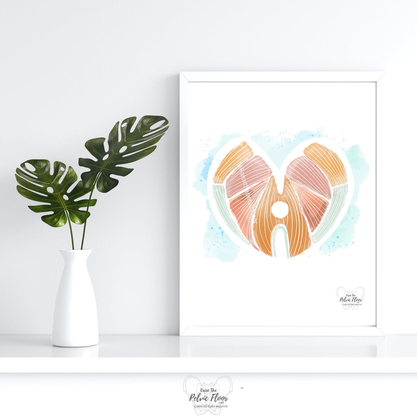 Pelvic Floor Art Abstract Watercolor DIGITAL DOWNLOAD* | Kegel Muscle Heart Shape Decor for Pelvic Health Practice