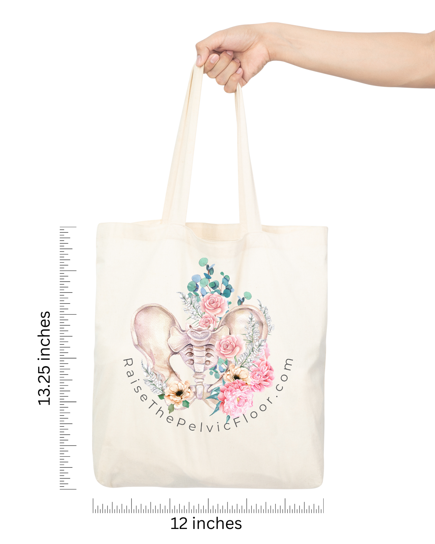 Sacroiliac Joint Hip Floral Tote Bag | Pelvic Floor Therapist Gift | Cotton Canvas Bag | PT Gift Idea