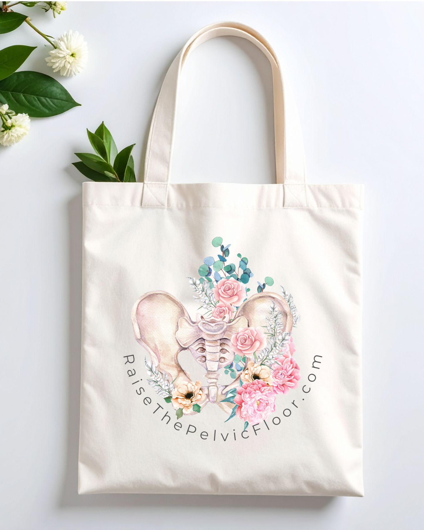 Sacroiliac Joint Hip Floral Tote Bag | Pelvic Floor Therapist Gift | Cotton Canvas Bag | PT Gift Idea