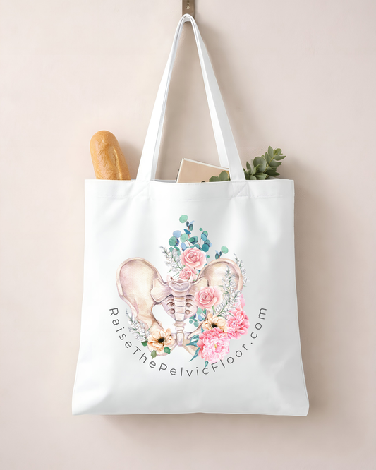 Sacroiliac Joint Hip Floral Tote Bag | Pelvic Floor Therapist Gift | Cotton Canvas Bag | PT Gift Idea