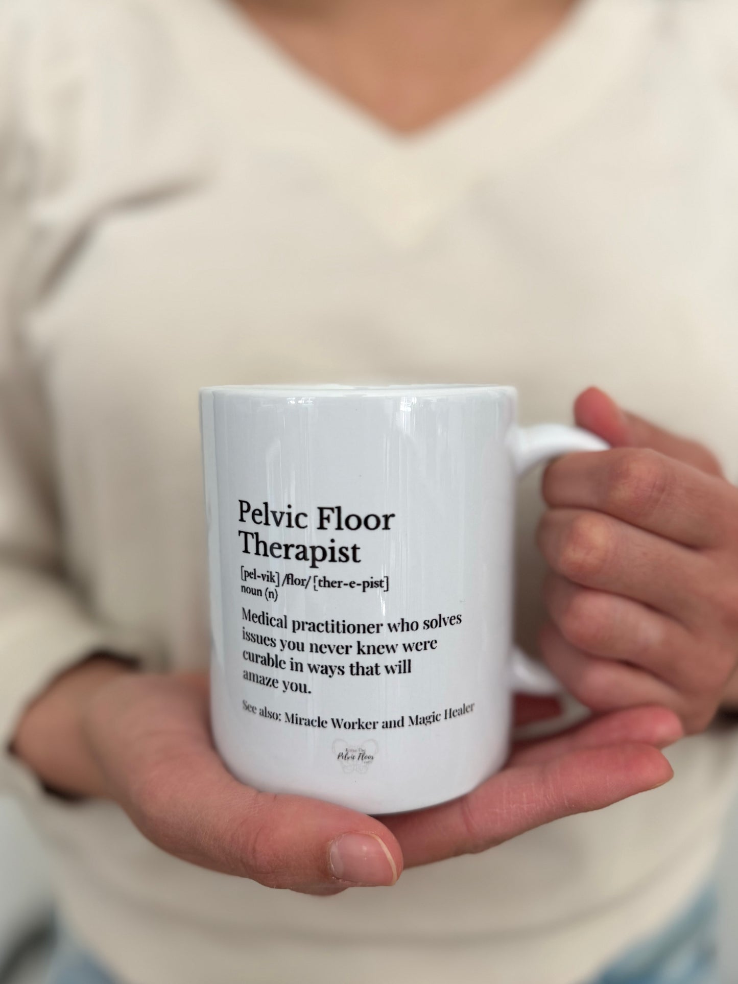 Pelvic Health Mug – 11oz | SI Joint + Floral Anatomy Design | Pelvic Floor Therapist Gift