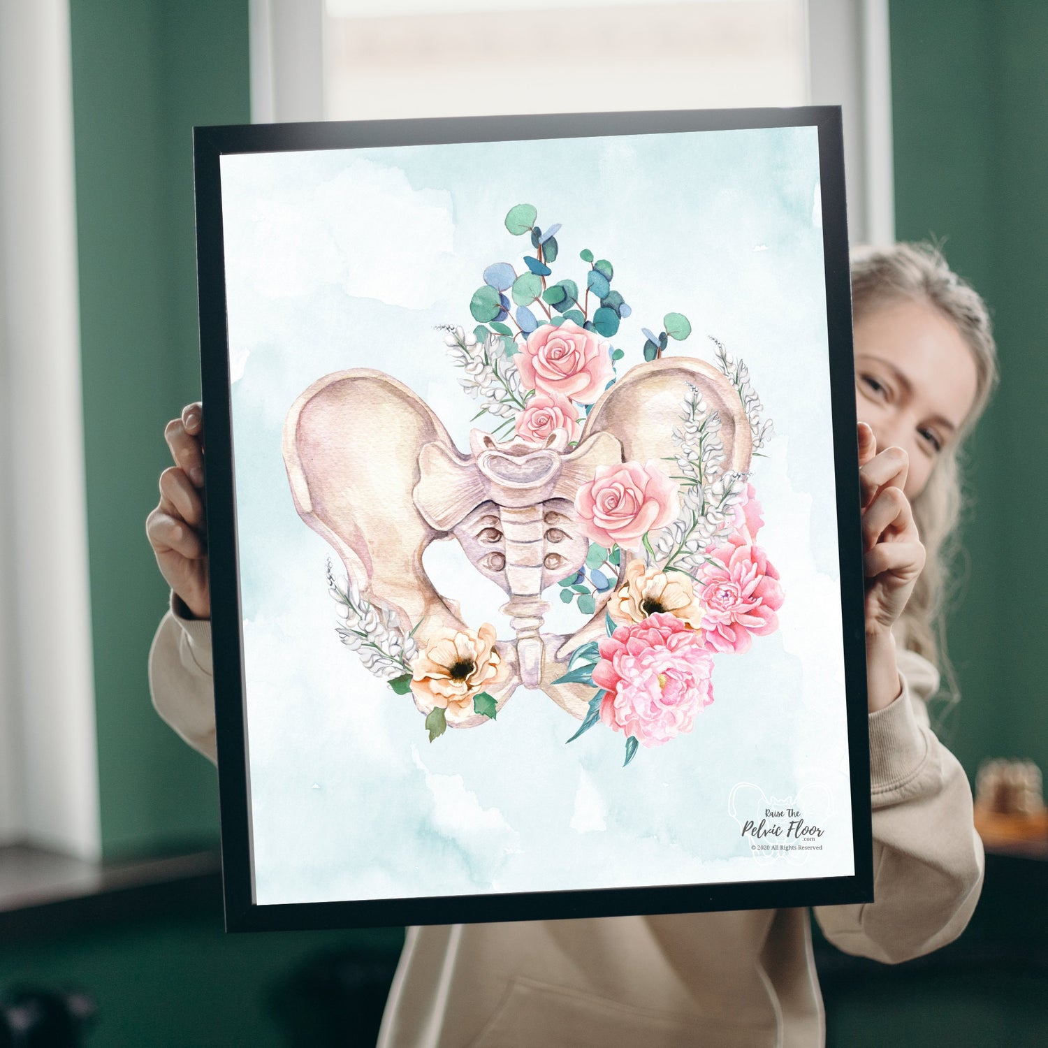 Pelvis Anatomy Peony/Eucalyptus Art