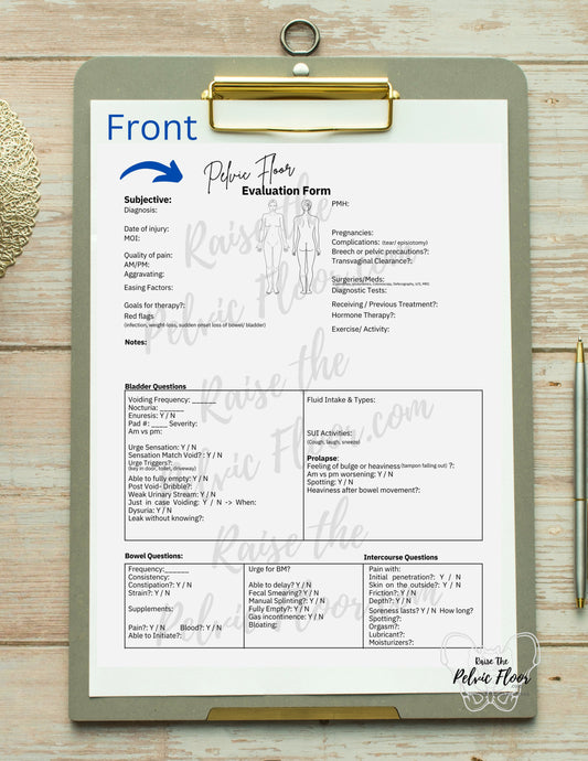 Pelvic Floor Evaluation Form Template | * DIGITAL DOWNLOAD*| Subjective & Objective Guide for Pelvic Health | Kegel Muscle, Pregnancy, Bowel